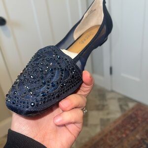 J.Renee Navy Beaded Slip-On Loafer Flat